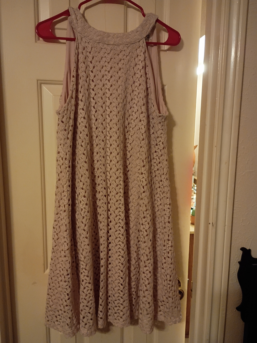 Sleeveless Crochet Midi Dress in Light Pink